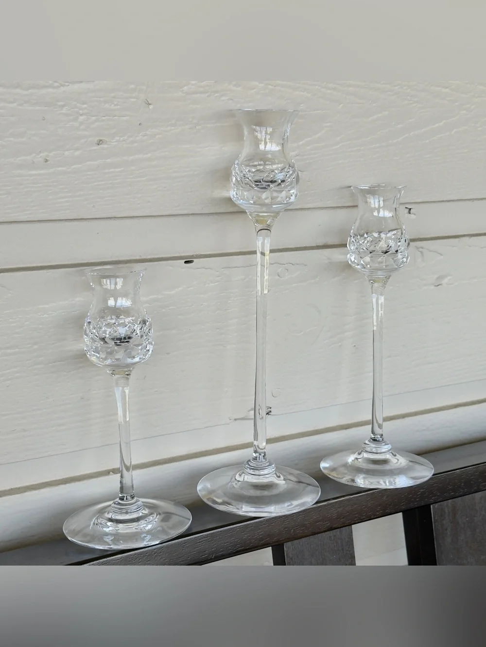 Vintage Kosta Boda GÖRAN WÄRFF “Prince” Set of 3 Crystal Tapered Candlesticks